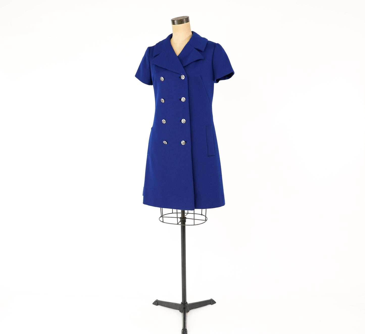 1960s Navy Blue Wool Dress | Navy Knit Shift,  Large