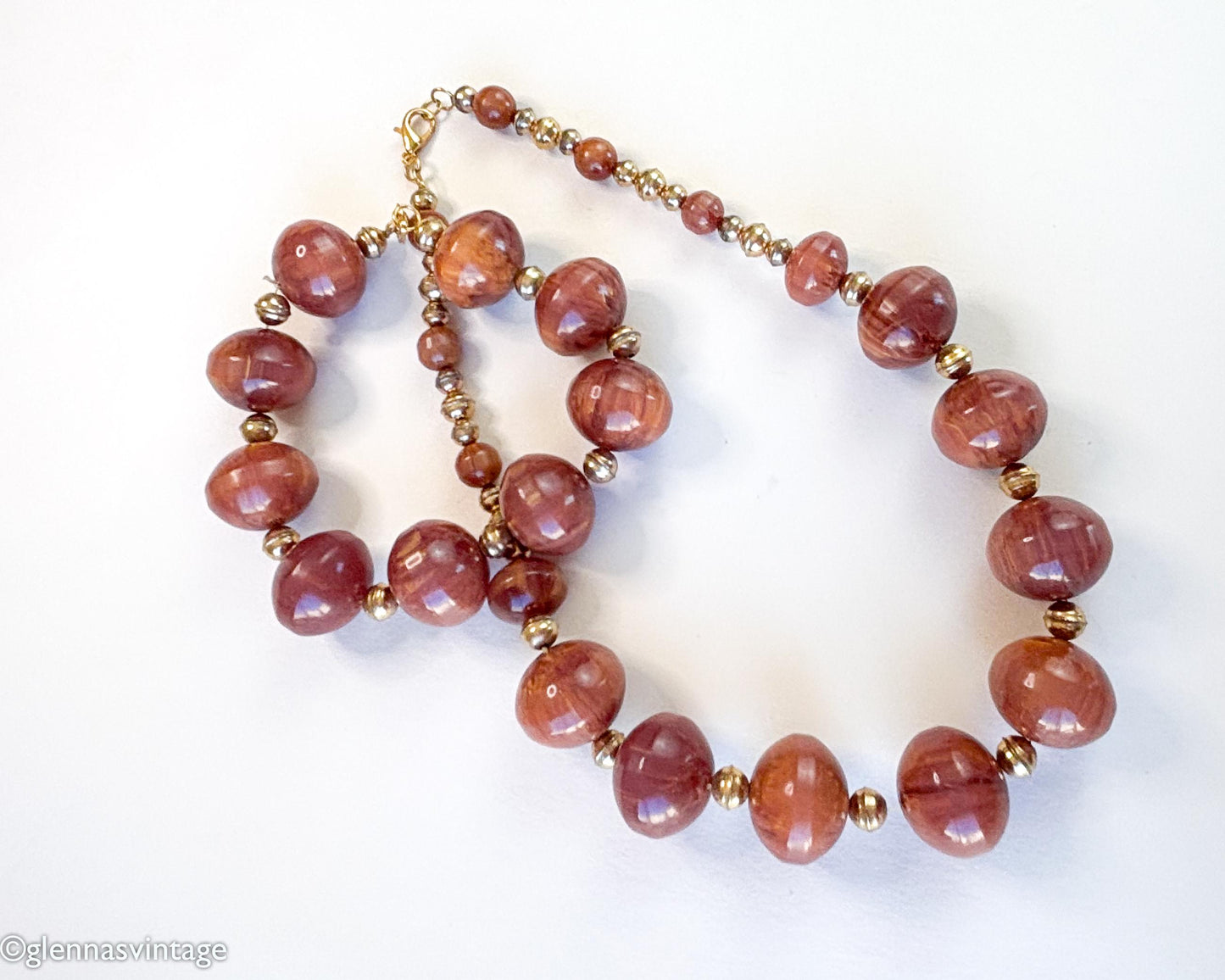 1950s Brown Bakelite Necklace Set | Bakelite Choker & Bracelet