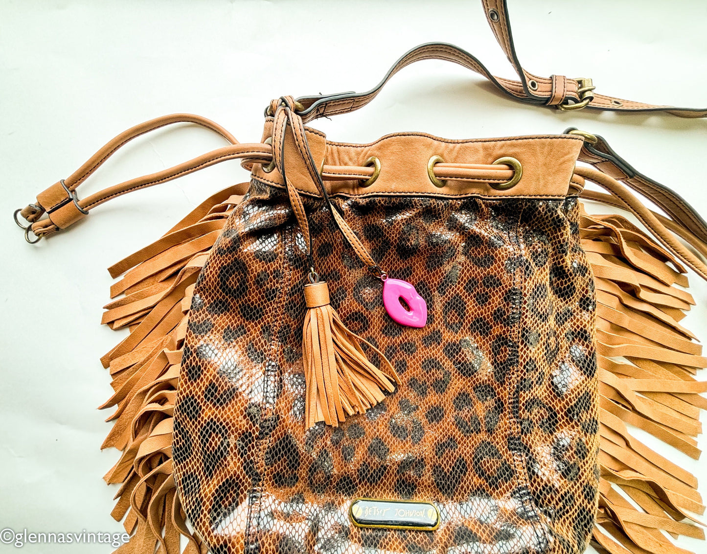 Betsey Johnson 1990s Cheetah Print Leather Shoulder Bag | 90s Brown Animal Print HoBo Pouch Bag