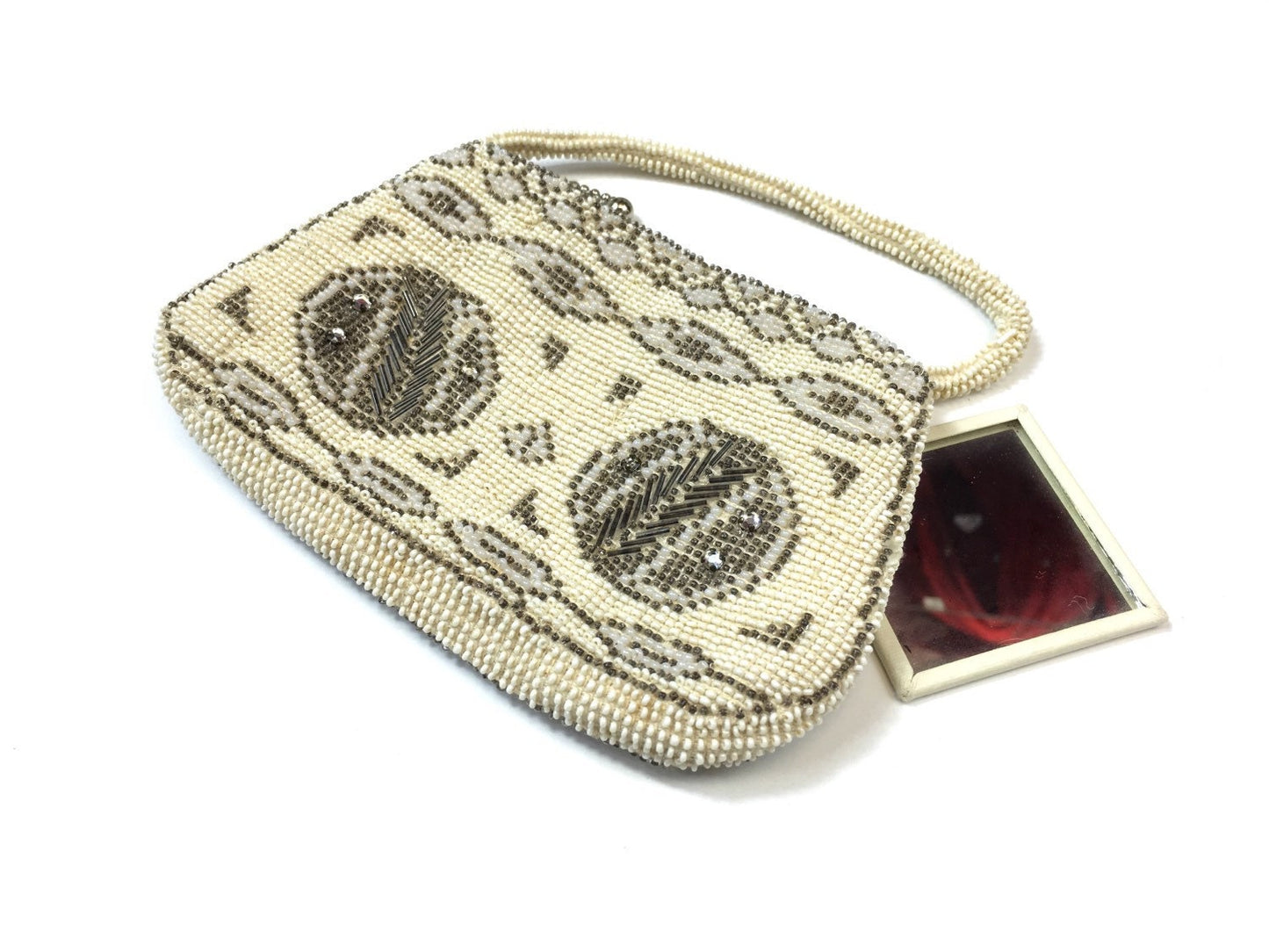 1930s Creme Beaded Purse | Art Deco Beaded Clutch | Czechoslovakia