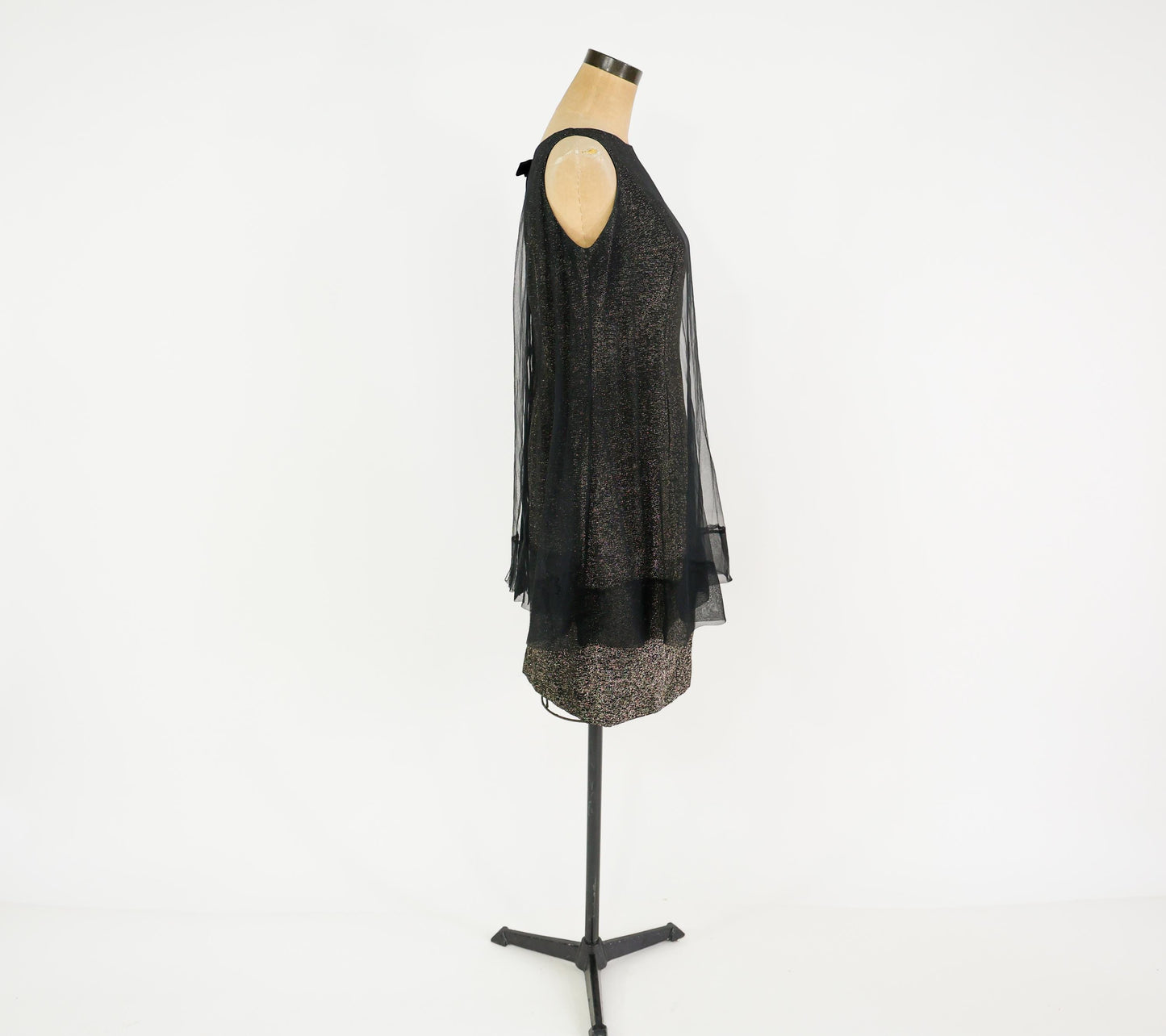 1960s Metallic Gold Black Dress
