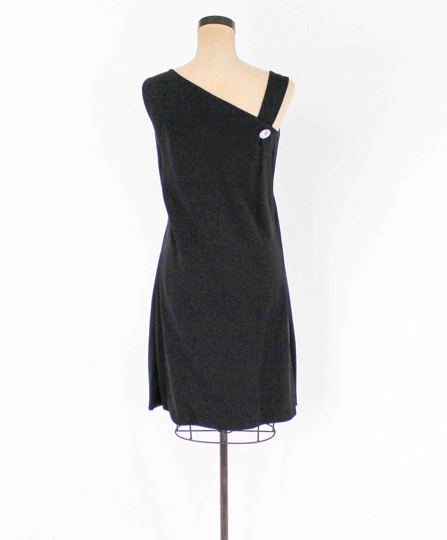 1960s Black Silk Cocktail Dress | 60s Black Sleeveless Dress | Jackie O | Larry Aldrich | Medium