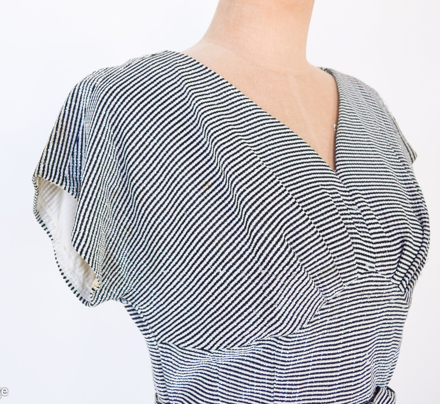 1950s Gray Metallic Sheath Dress, Medium