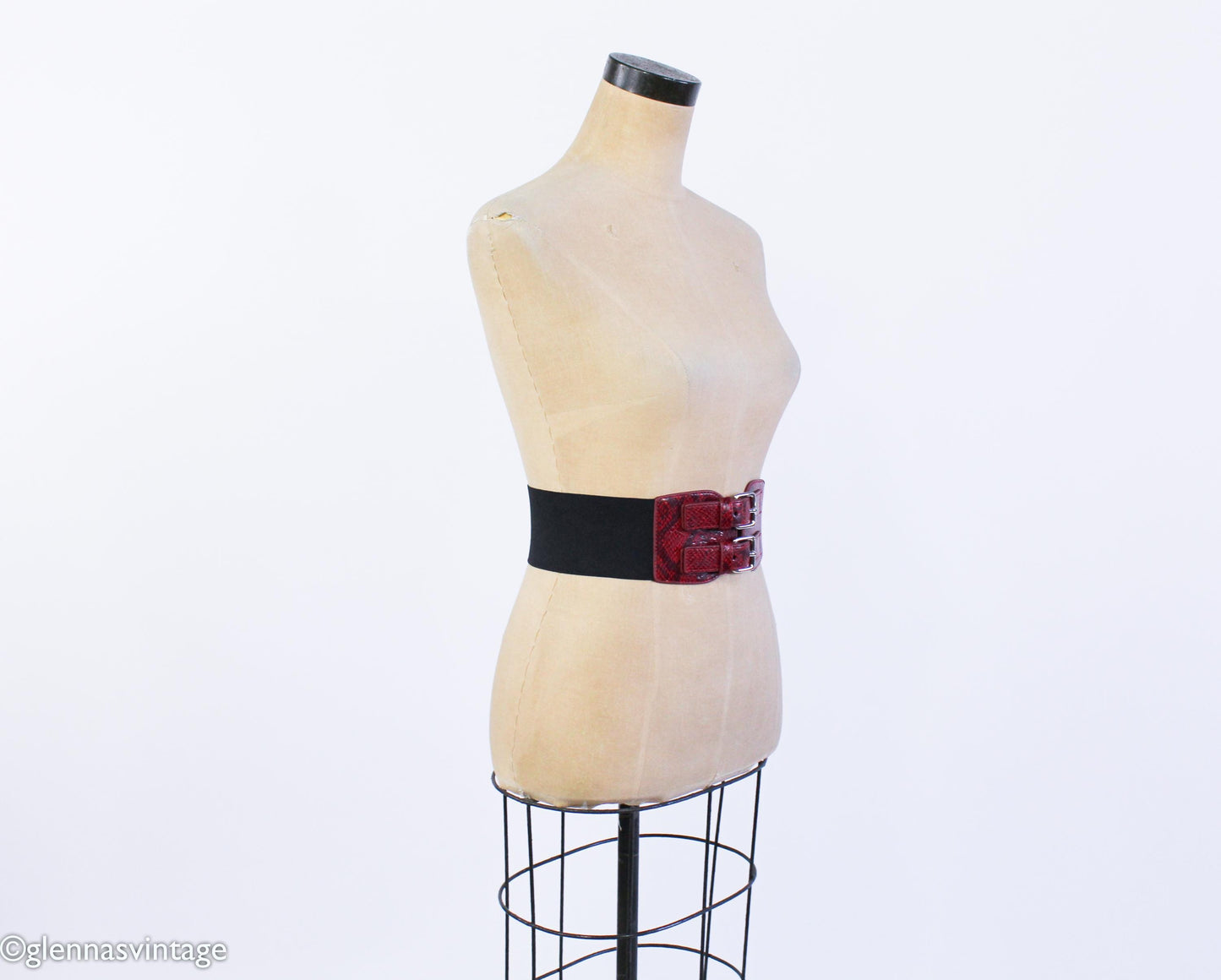 1980s Red Snakeskin Leather Belt, Steve Madden