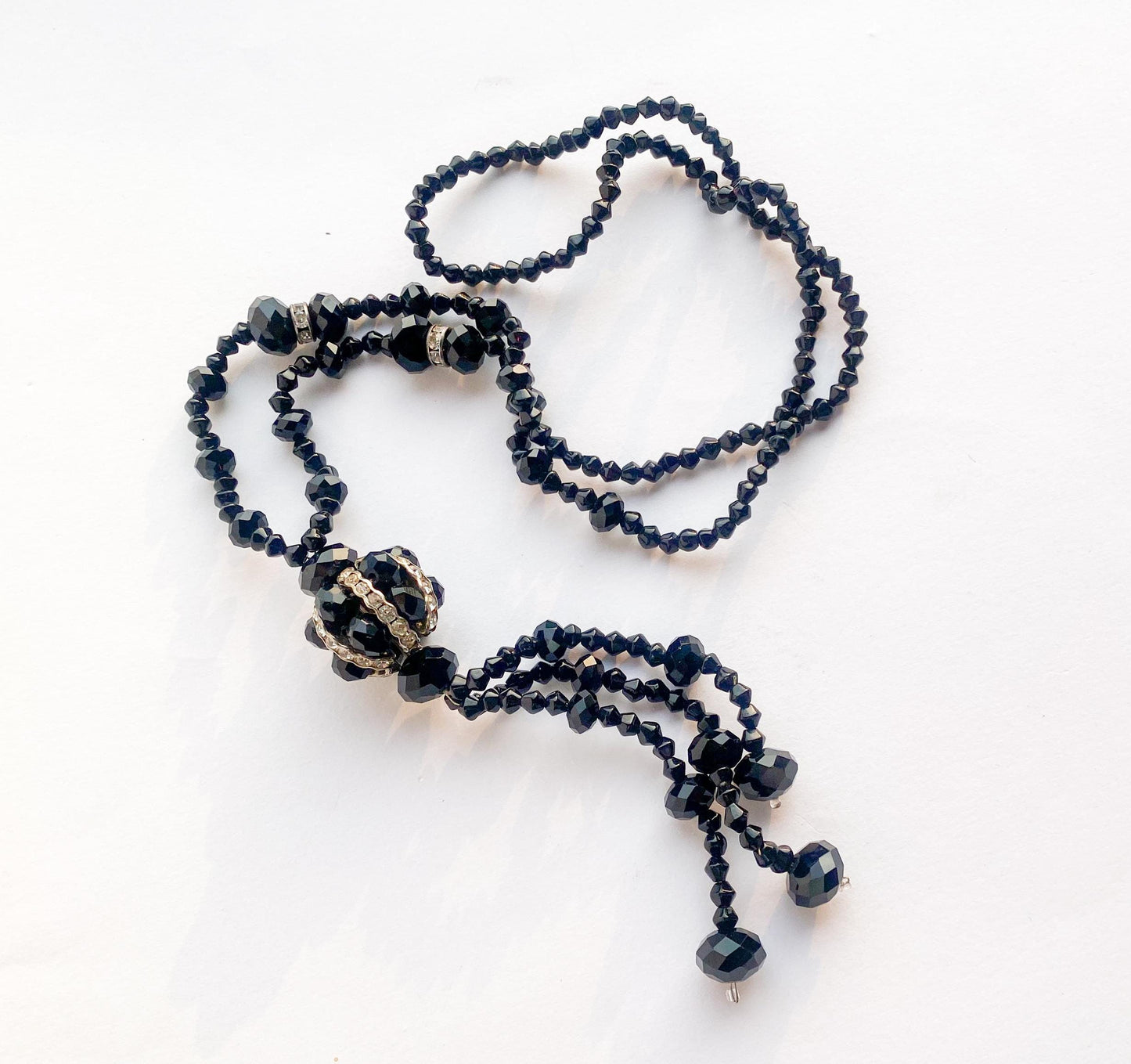 1960s Black Glass  Pendant Necklace | 60s