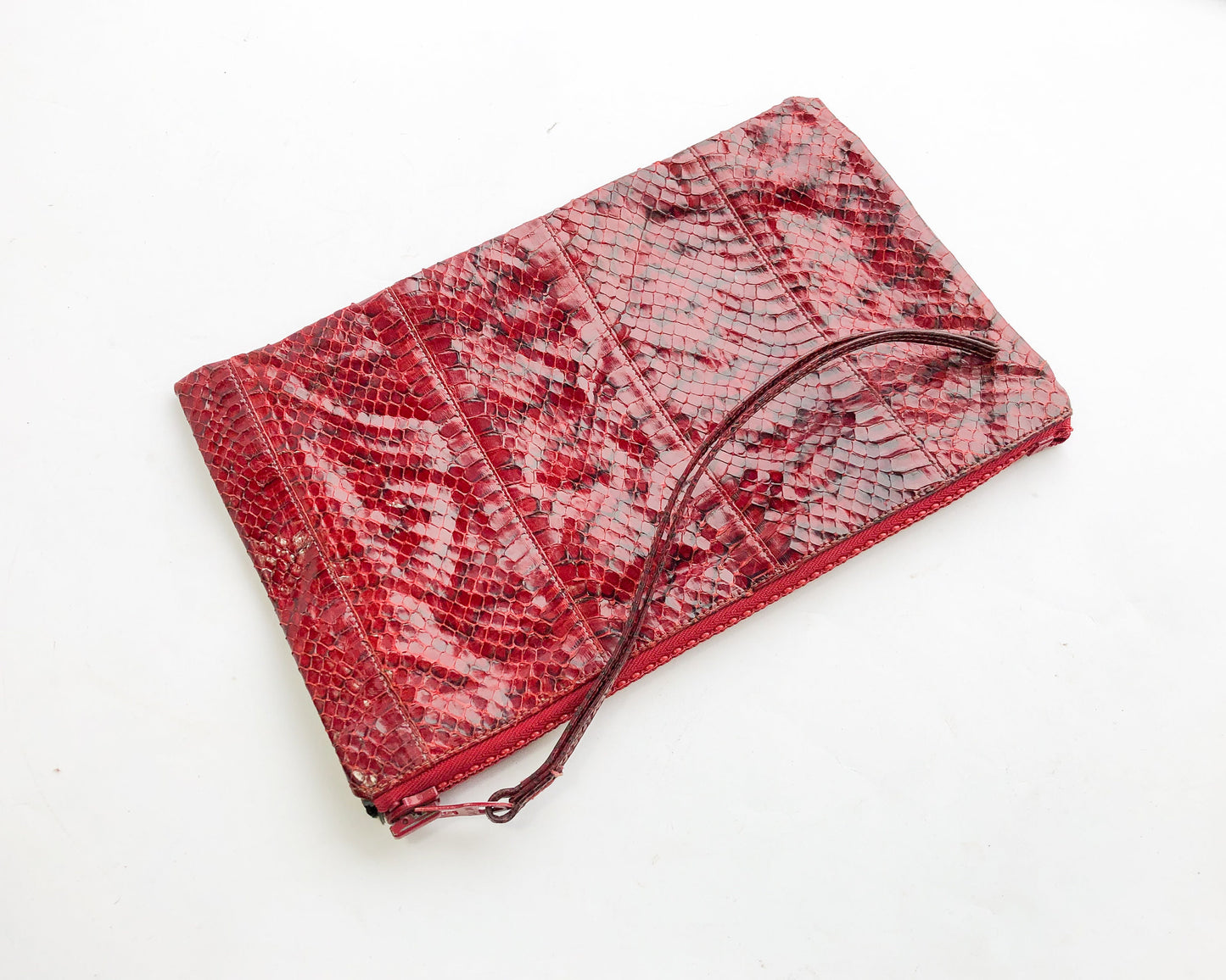 1980s Red Snakeskin Clutch | 1980s Olive Green Snakeskin Clutch