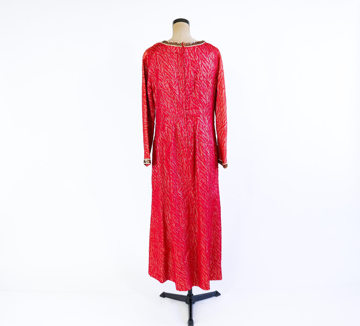 1970s Metallic Red Evening Dress Set, Extra Large