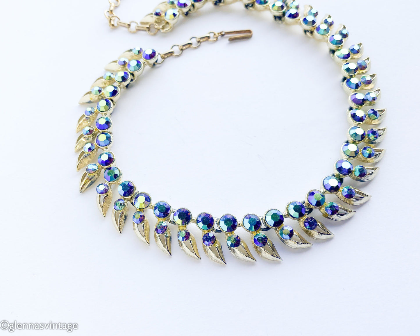 Kramer | 1950s Rhinestone Necklace | 50s Aurora Borealis Necklace | Kramer