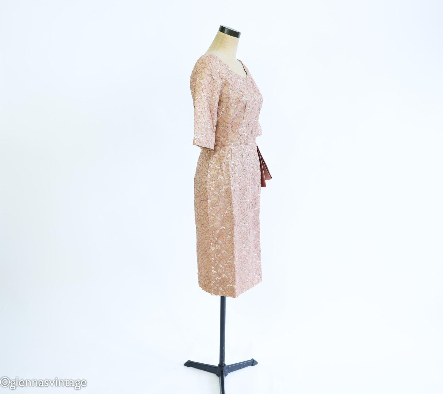 1950s Blush Pink Lace Cocktail Dress, Medium