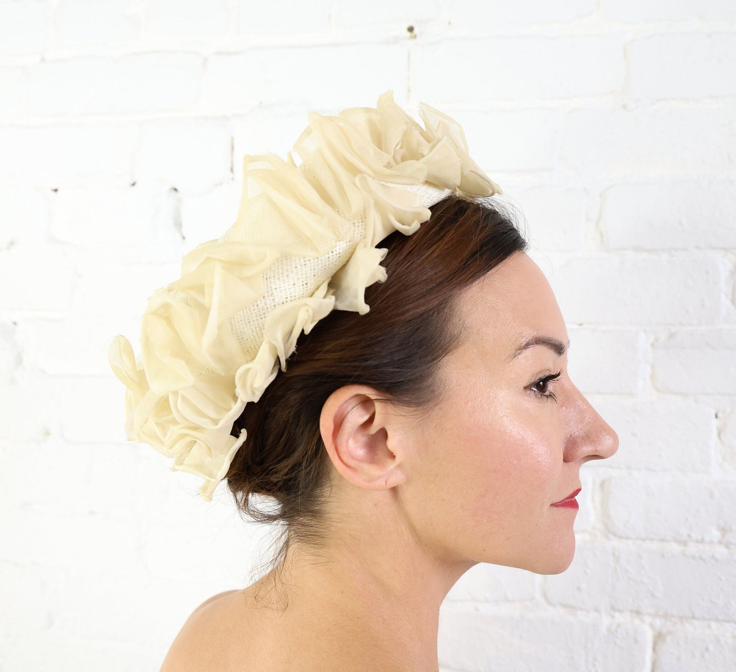 1950s Creme Straw Brim Hat