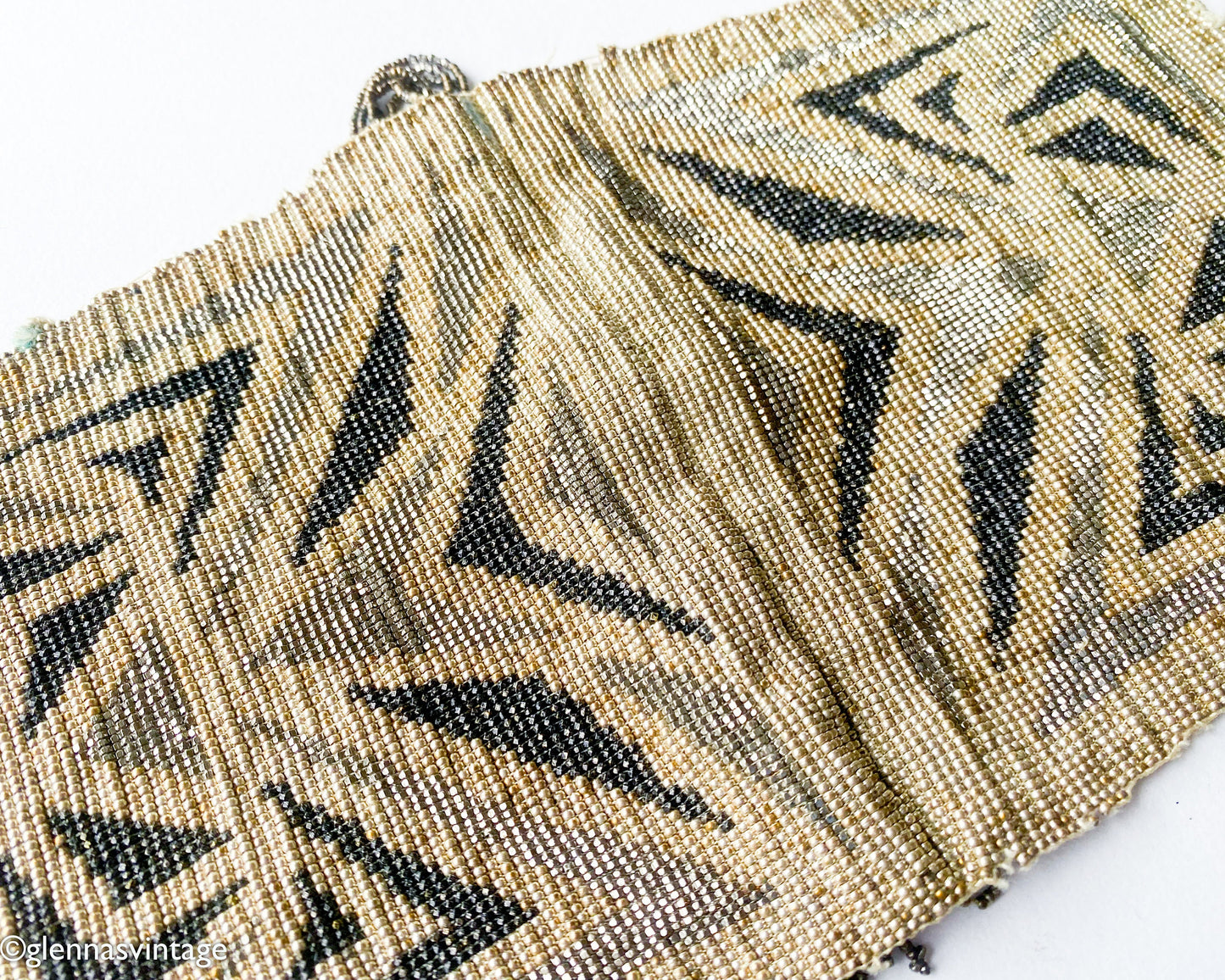 1900s MicroBeaded Evening Bag | 1900s Art Deco Beaded Purse | Unfinished Evening Bag
