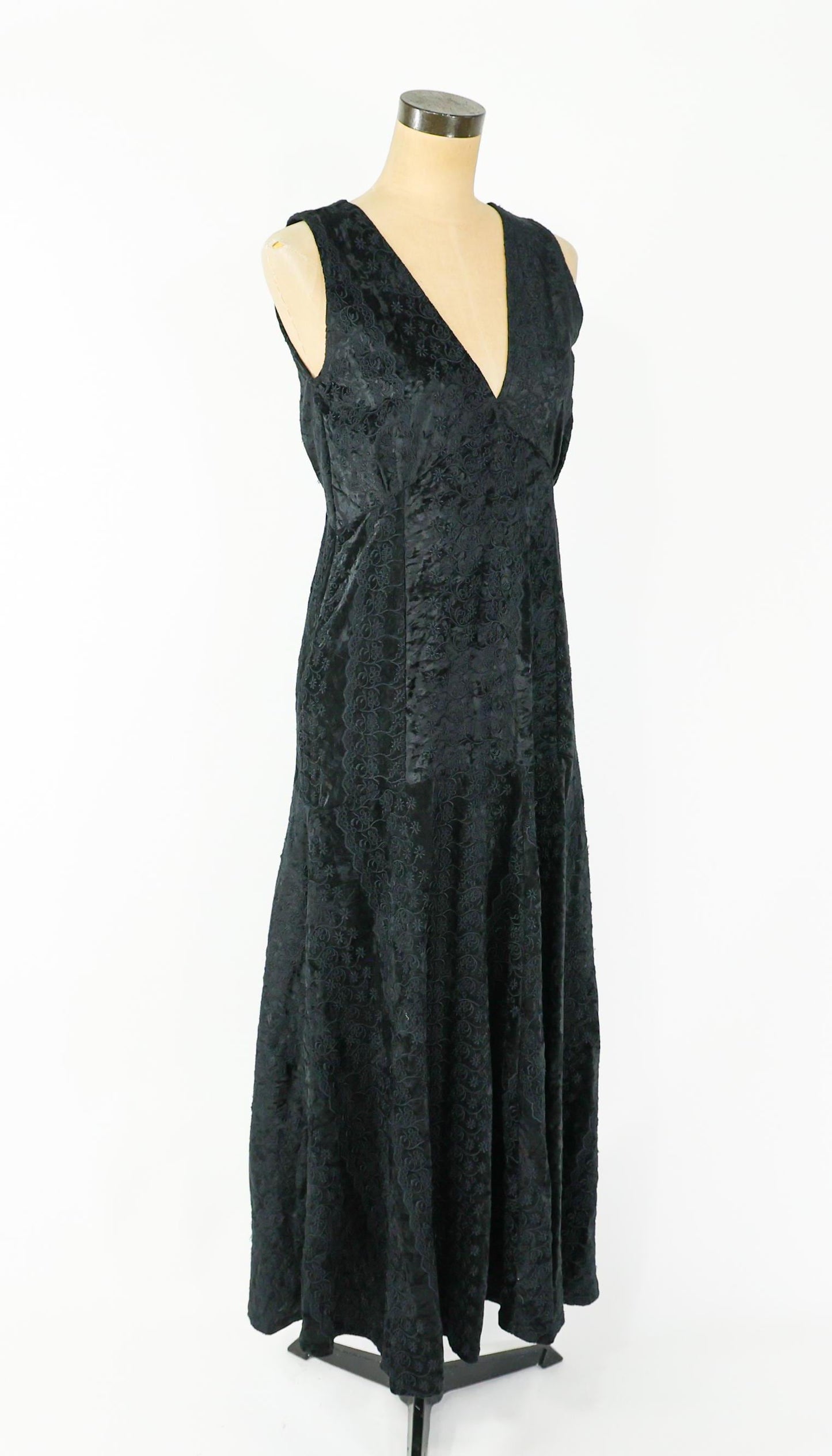 1980s does 1930s Style Velvet Maxi Dress, Medium