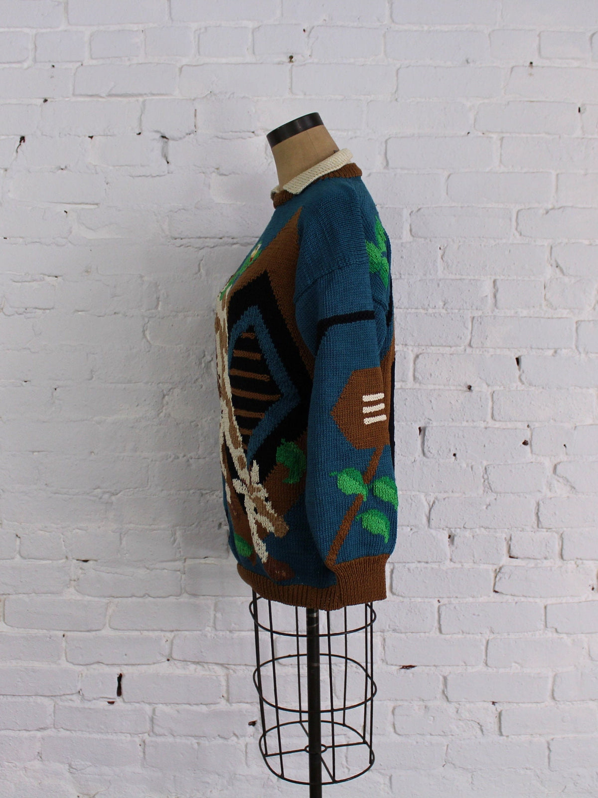 1980s BEREK Giraffe Knit Sweater, Large