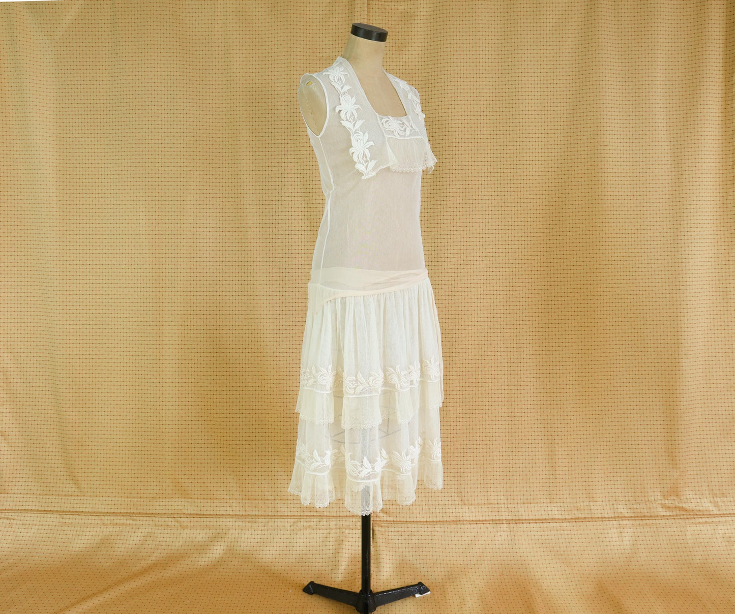 1910s Ivory Tulle Wedding Dress, Extra Small