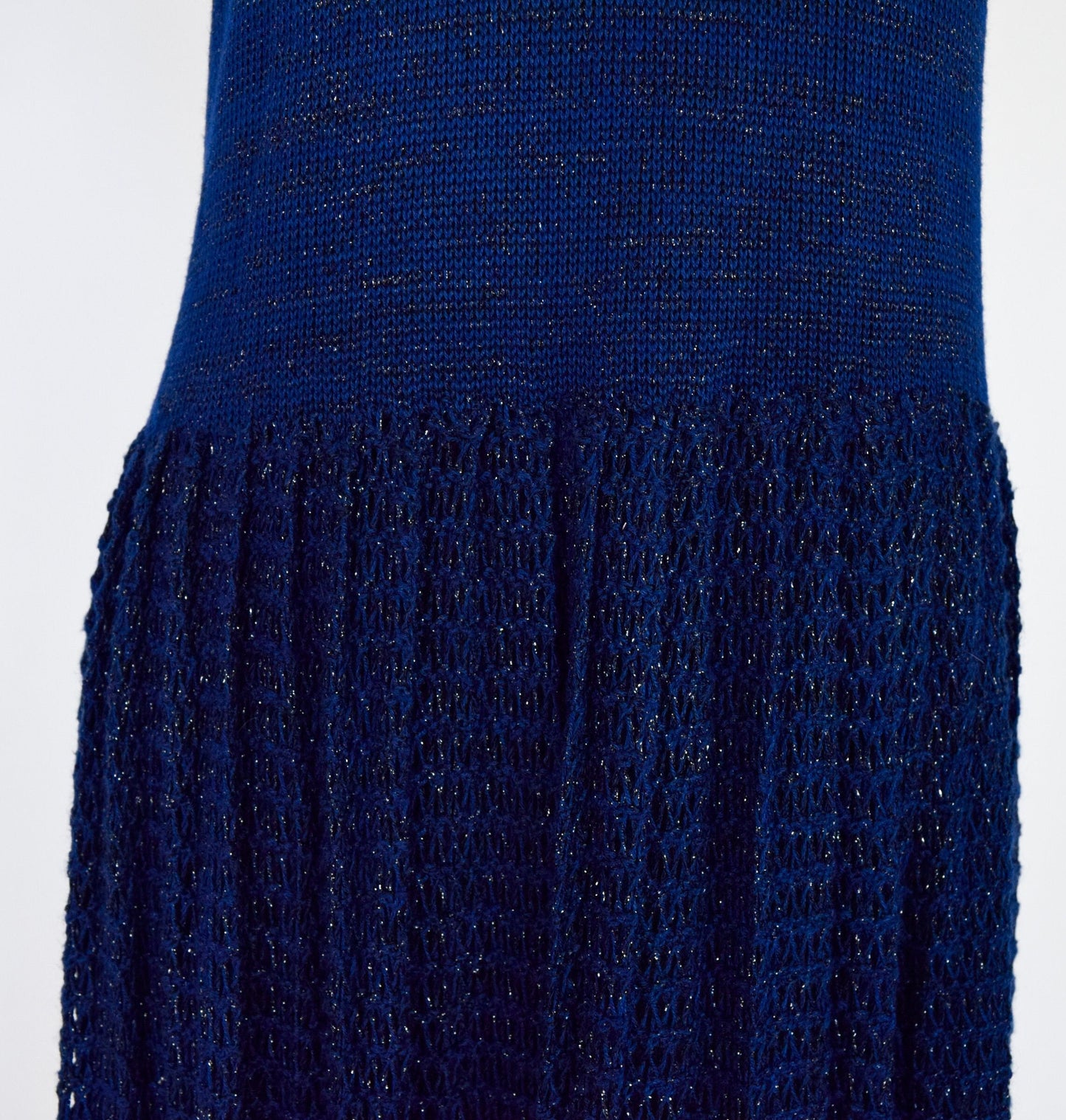 1980s Navy Knit Strapless Maxi Dress | 80s Navy Crochet Knit Maxi Skirt | Navy Knit Long Dress | Maria Rodriguez | Medium