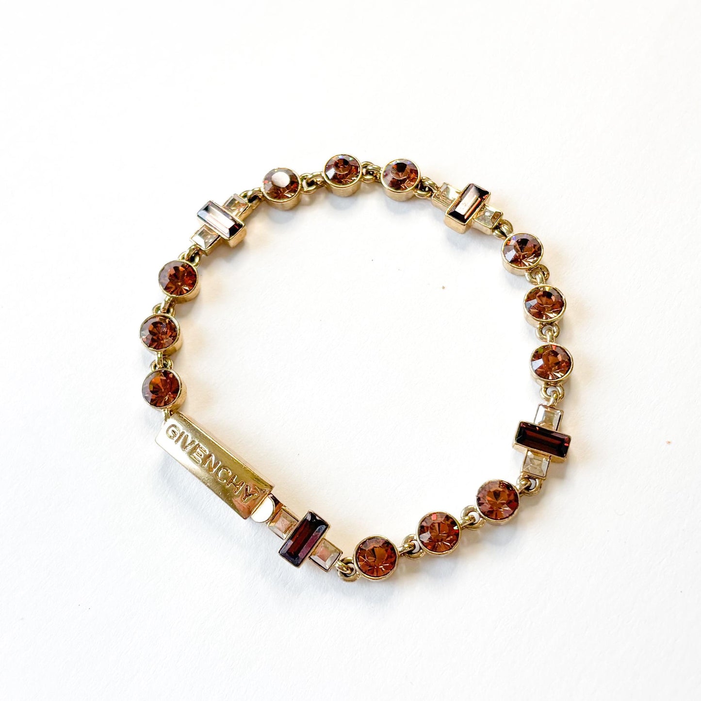 1990s Givenchy Gold & Root Beer Rhinestone Bracelet