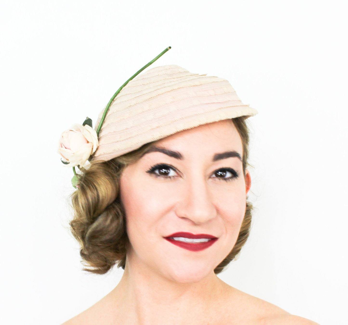 Hattie Carnegie Pink Lace Hat 1940s
