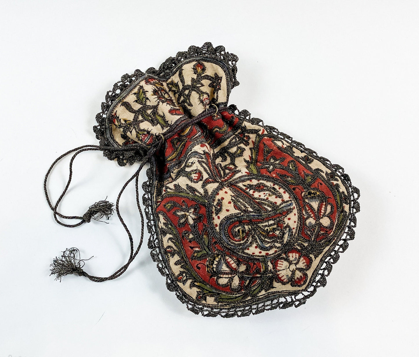 1900s Embroidered Evening Bag |  Vintage Drawstring Pouch