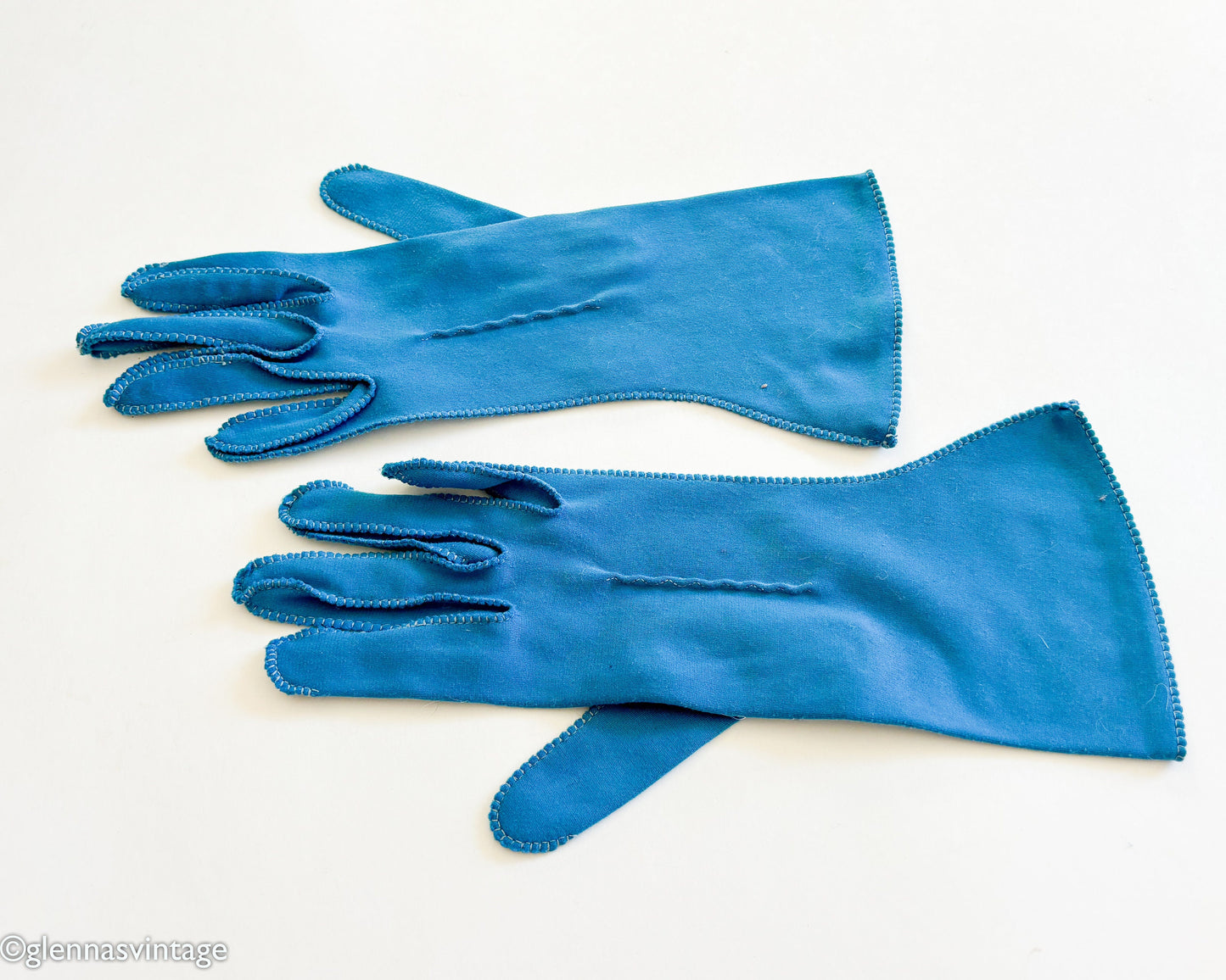 1950s Blue Aqua Gloves, Small