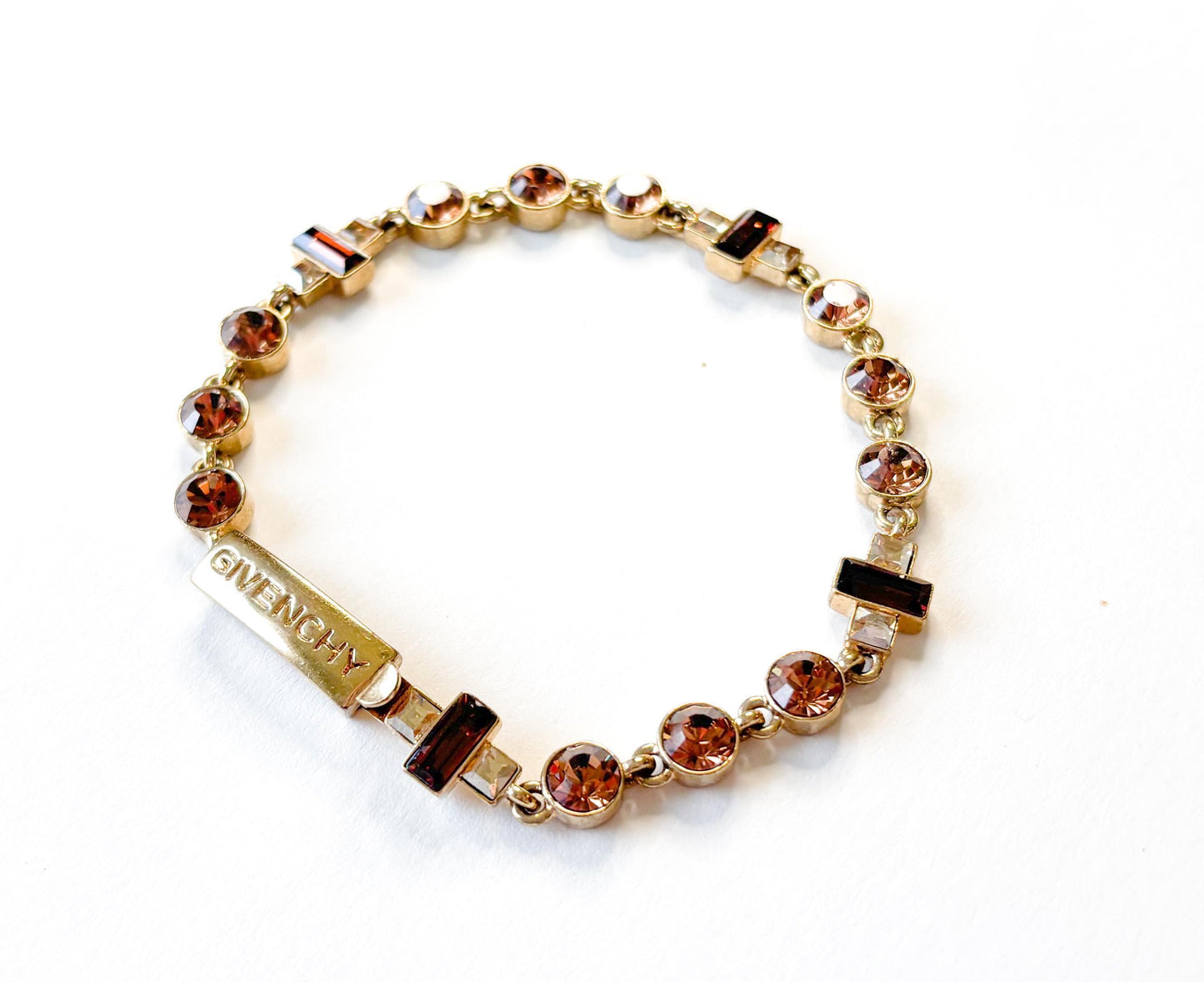 1990s Givenchy Gold & Root Beer Rhinestone Bracelet