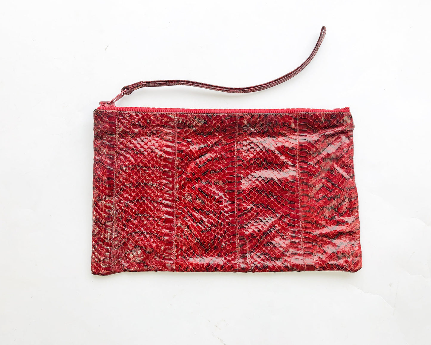 1980s Red Snakeskin Clutch | 1980s Olive Green Snakeskin Clutch