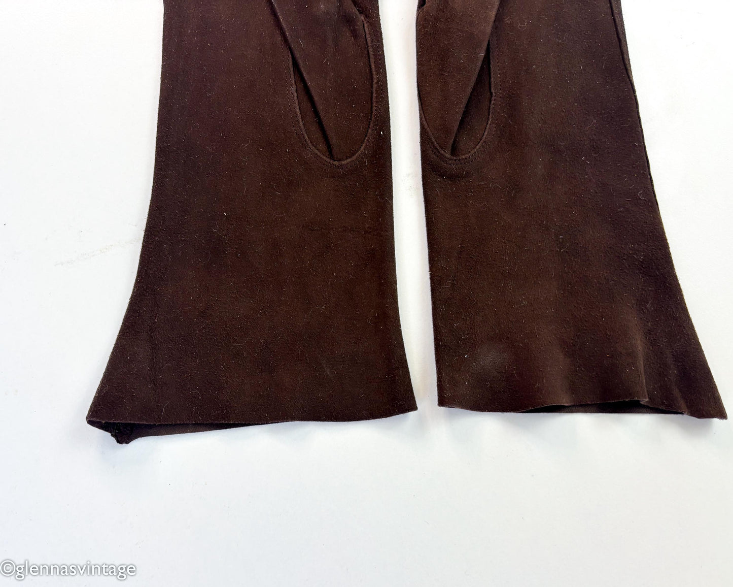 1950s Brown Suede Gloves, Size 6.5