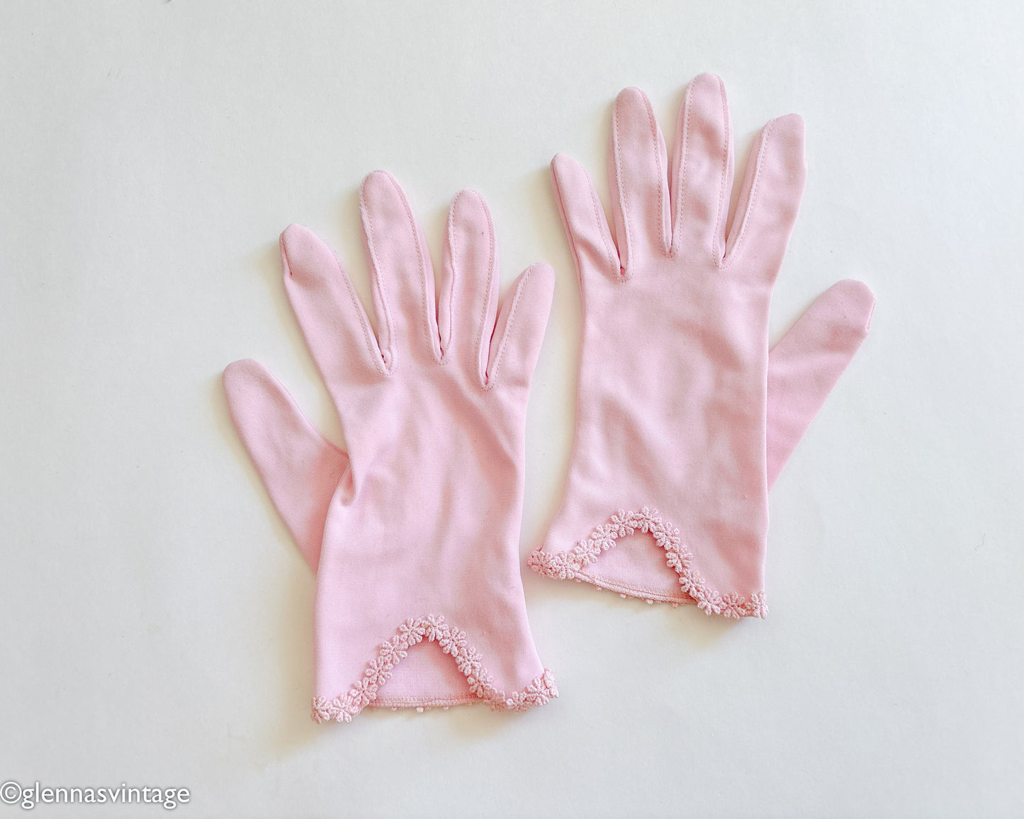 1950s Short Pink Floral Gloves