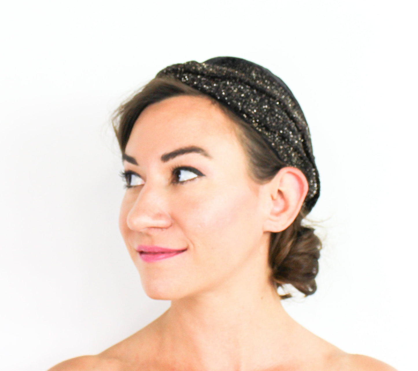 1920s Black Lamé Flapper Hat