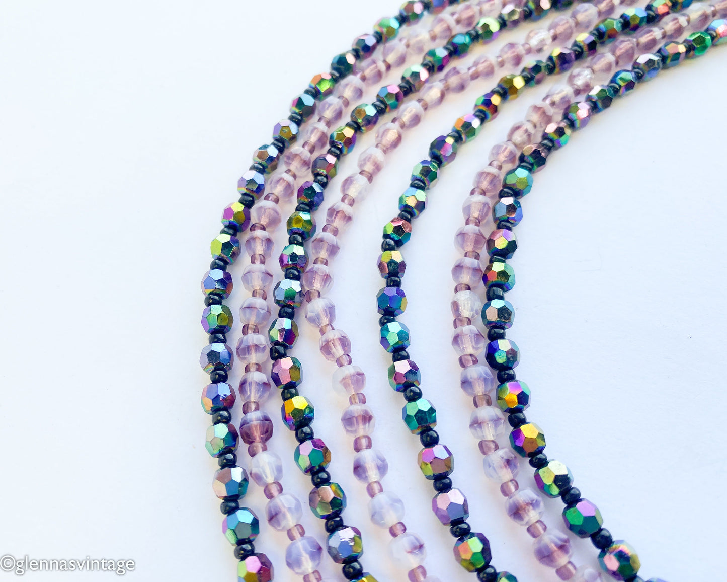 1950s Lavender Purple Crystal Glass Necklace, made in West Germany