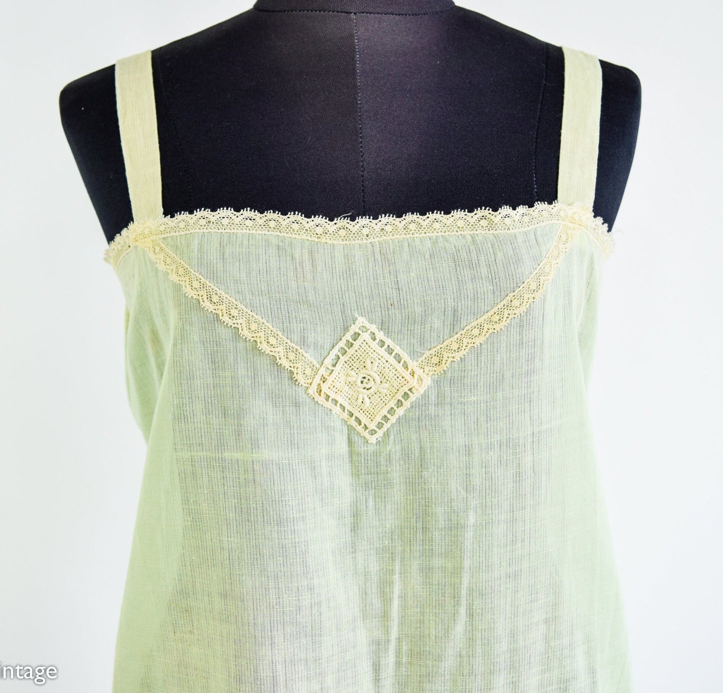 1920s Mint Green Cotton Romper Lingerie, Medium