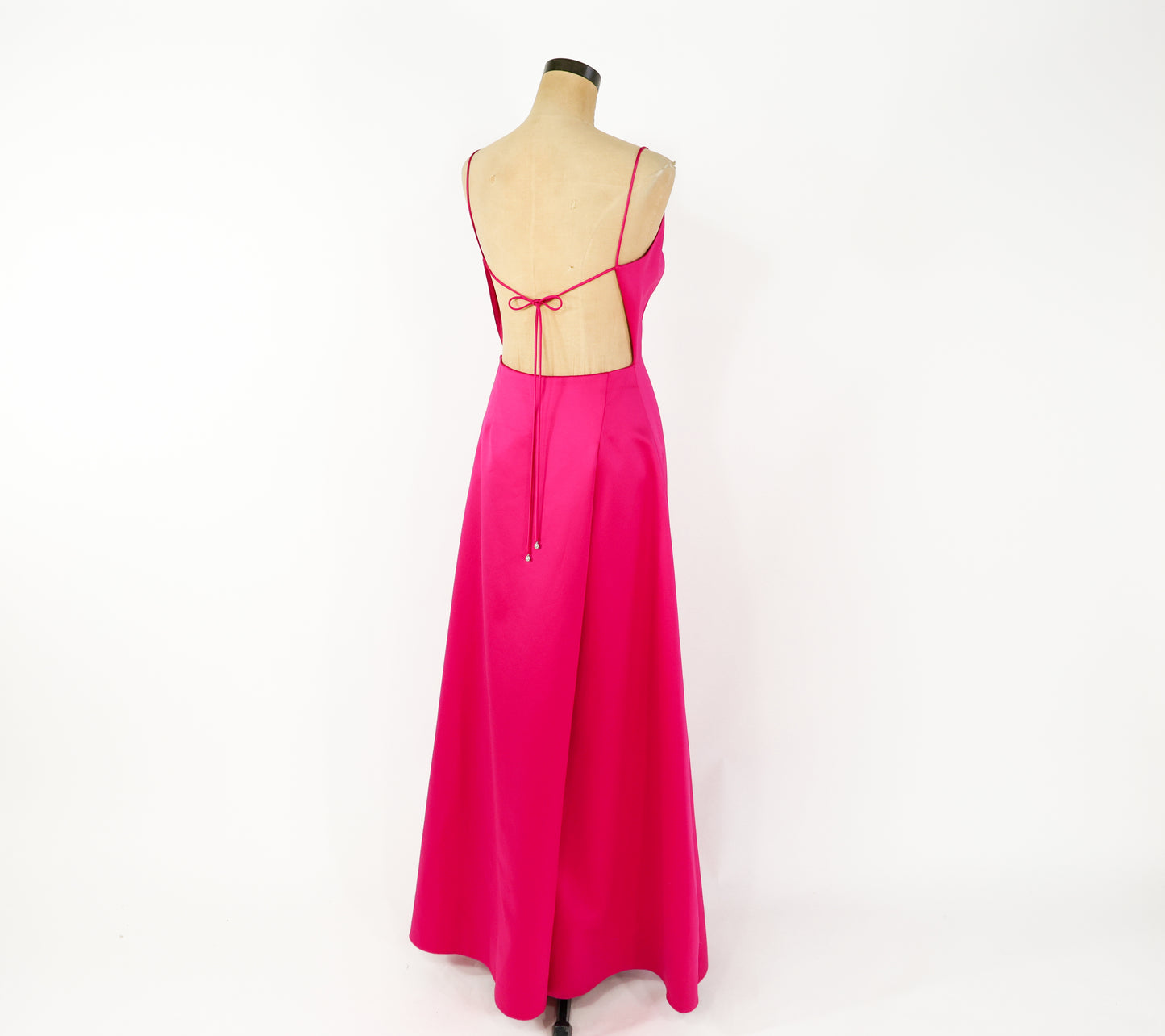 2000s ABS Hot Pink Fuchsia Backless Evening Dress