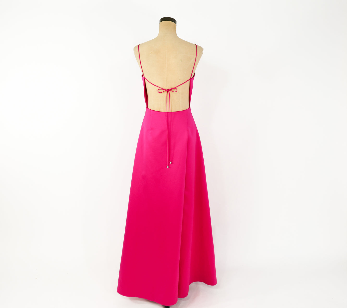 2000s ABS Hot Pink Fuchsia Backless Evening Dress