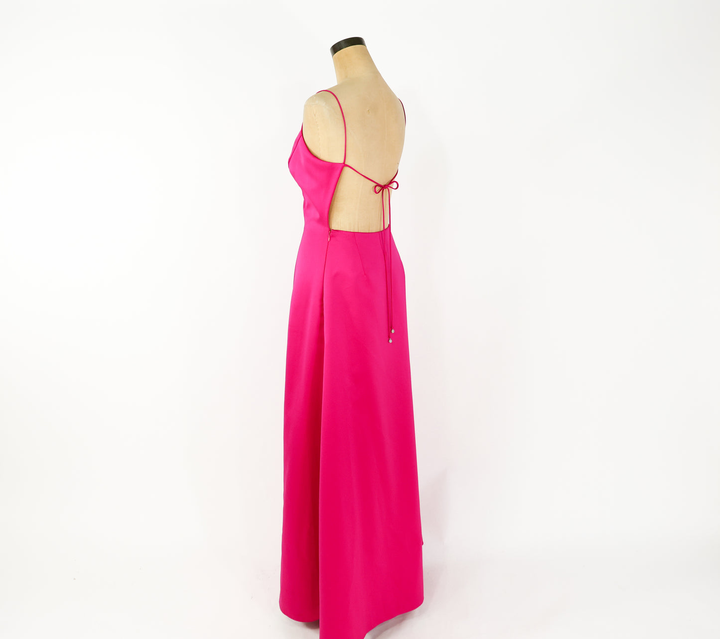 2000s ABS Hot Pink Fuchsia Backless Evening Dress