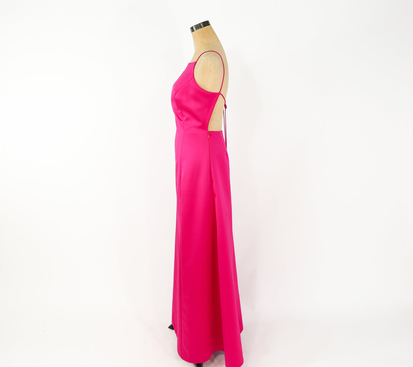 2000s ABS Hot Pink Fuchsia Backless Evening Dress
