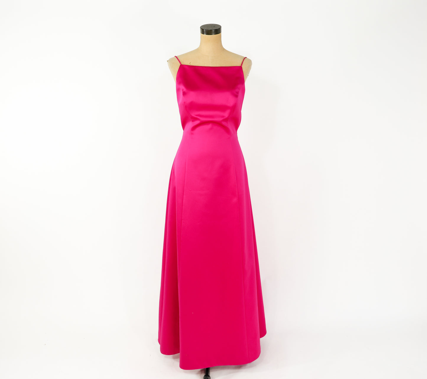 2000s ABS Hot Pink Fuchsia Backless Evening Dress