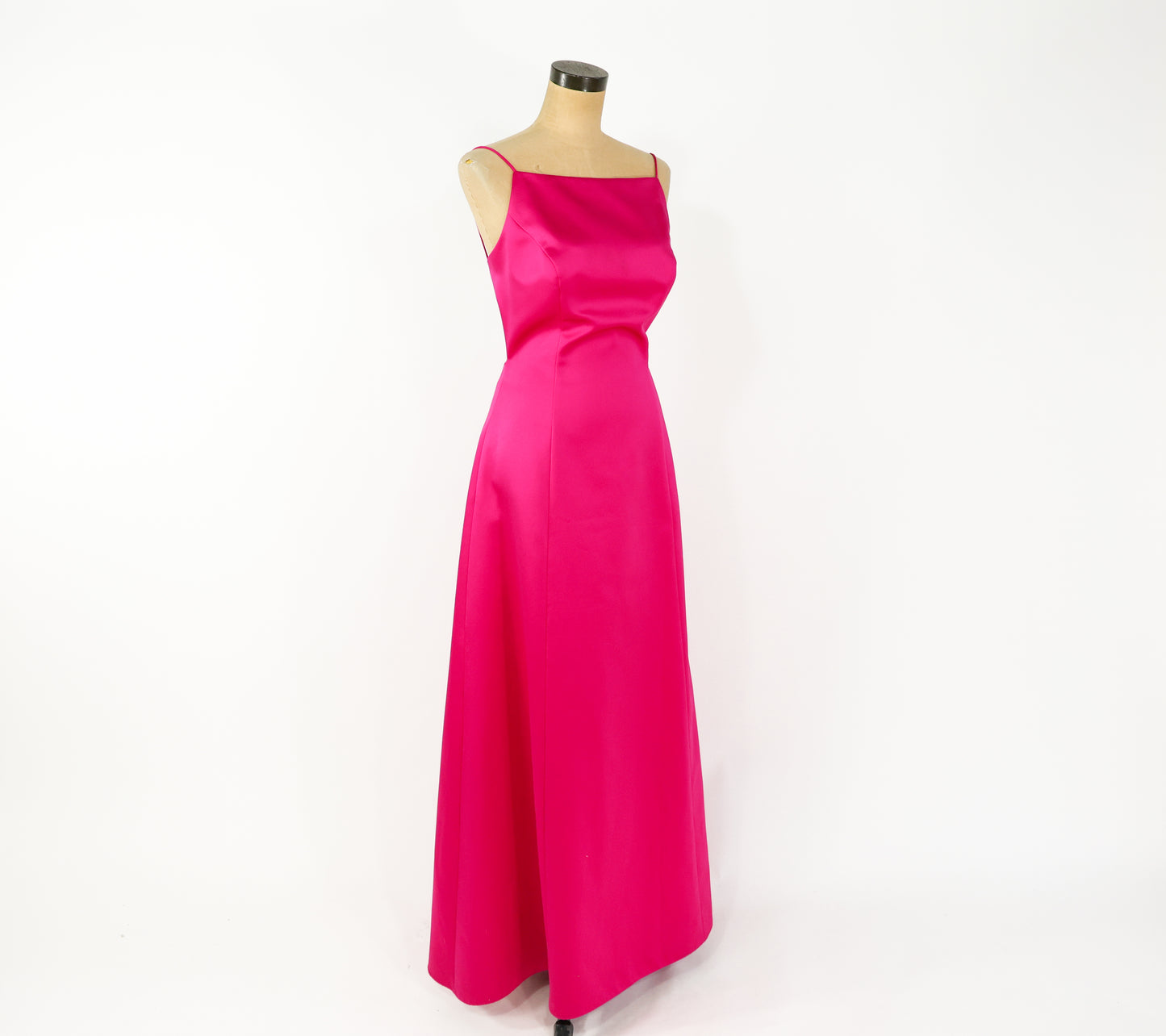 2000s ABS Hot Pink Fuchsia Backless Evening Dress