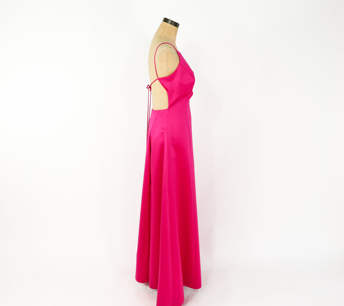 2000s ABS Hot Pink Fuchsia Backless Evening Dress