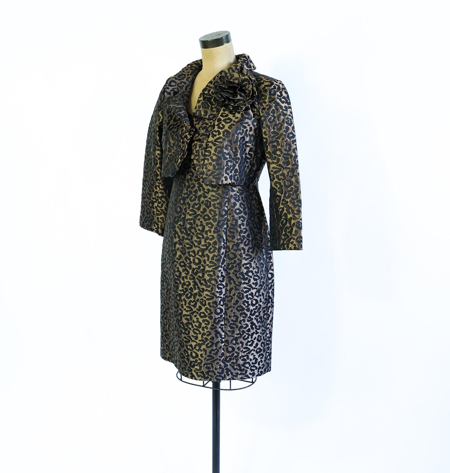 1990s Leopard Dress & Jacket Set, Medium