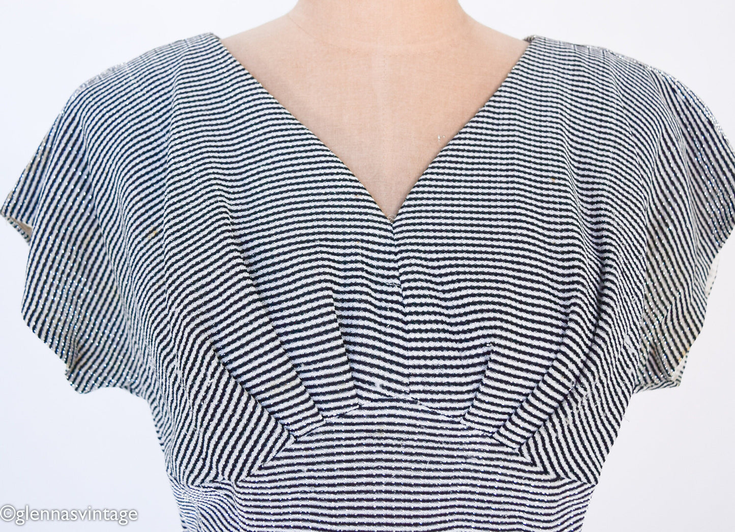 1950s Gray Metallic Sheath Dress, Medium