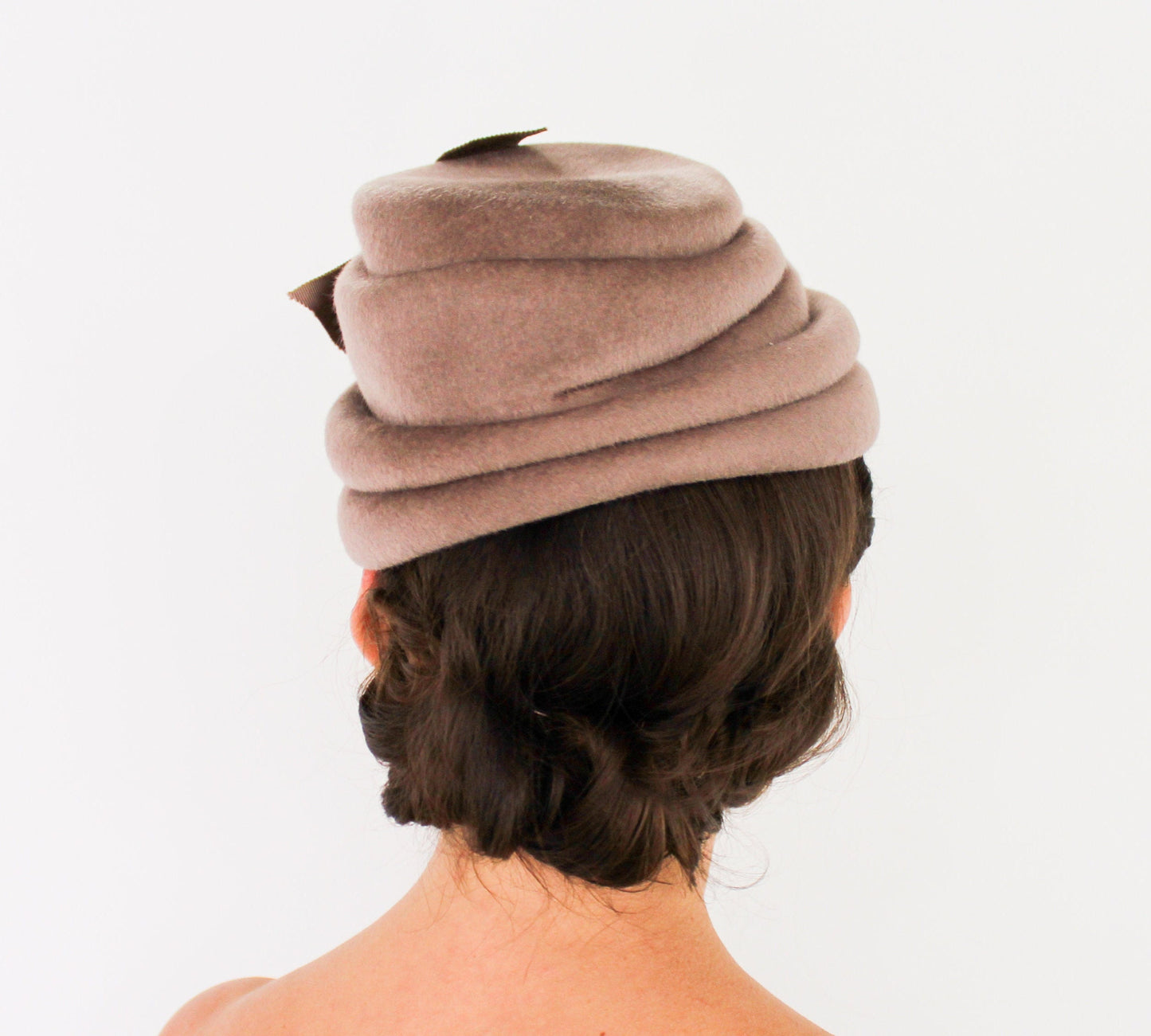 1950s Taupe Brown Wool Felt Hat