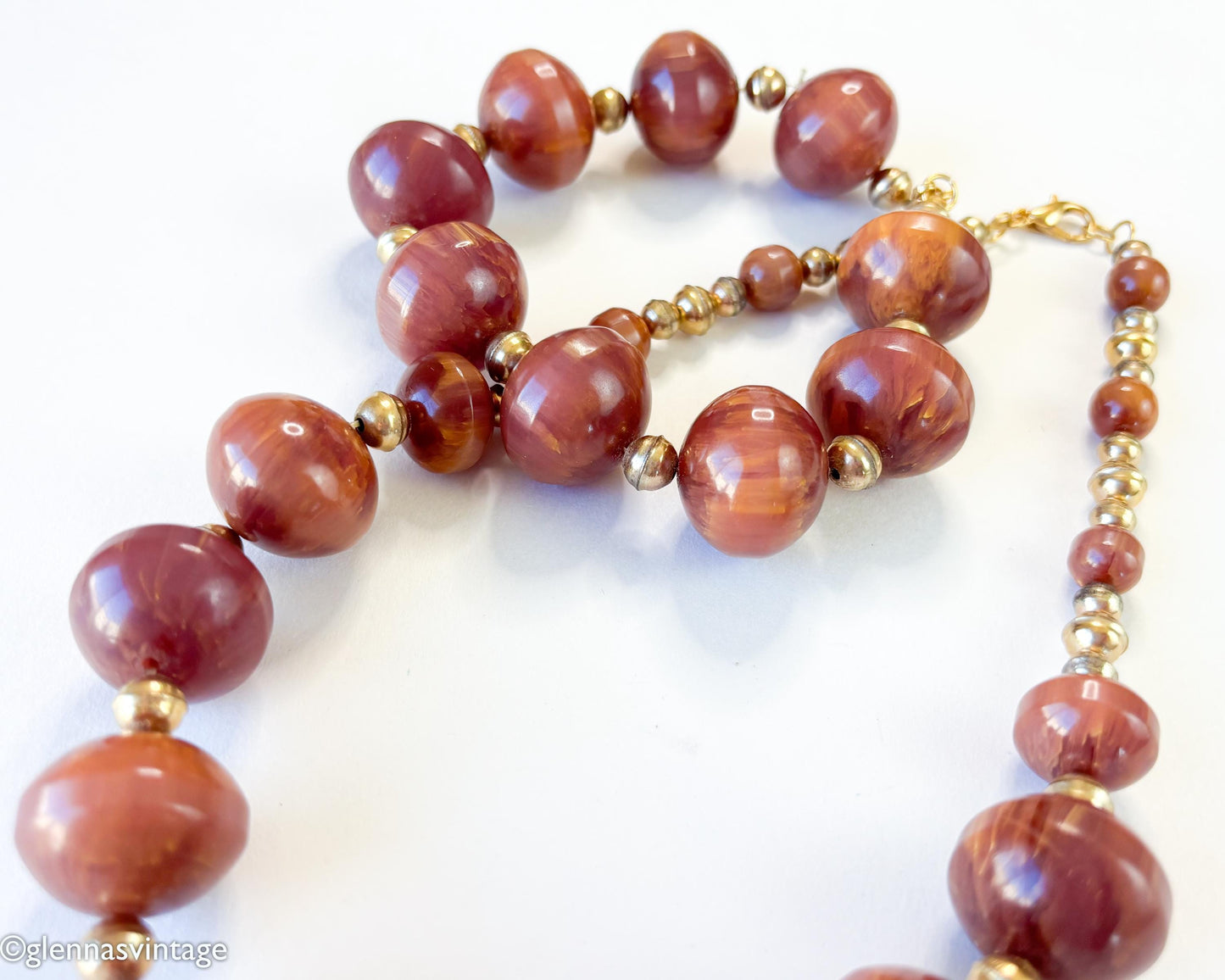 1950s Brown Bakelite Necklace Set | Bakelite Choker & Bracelet
