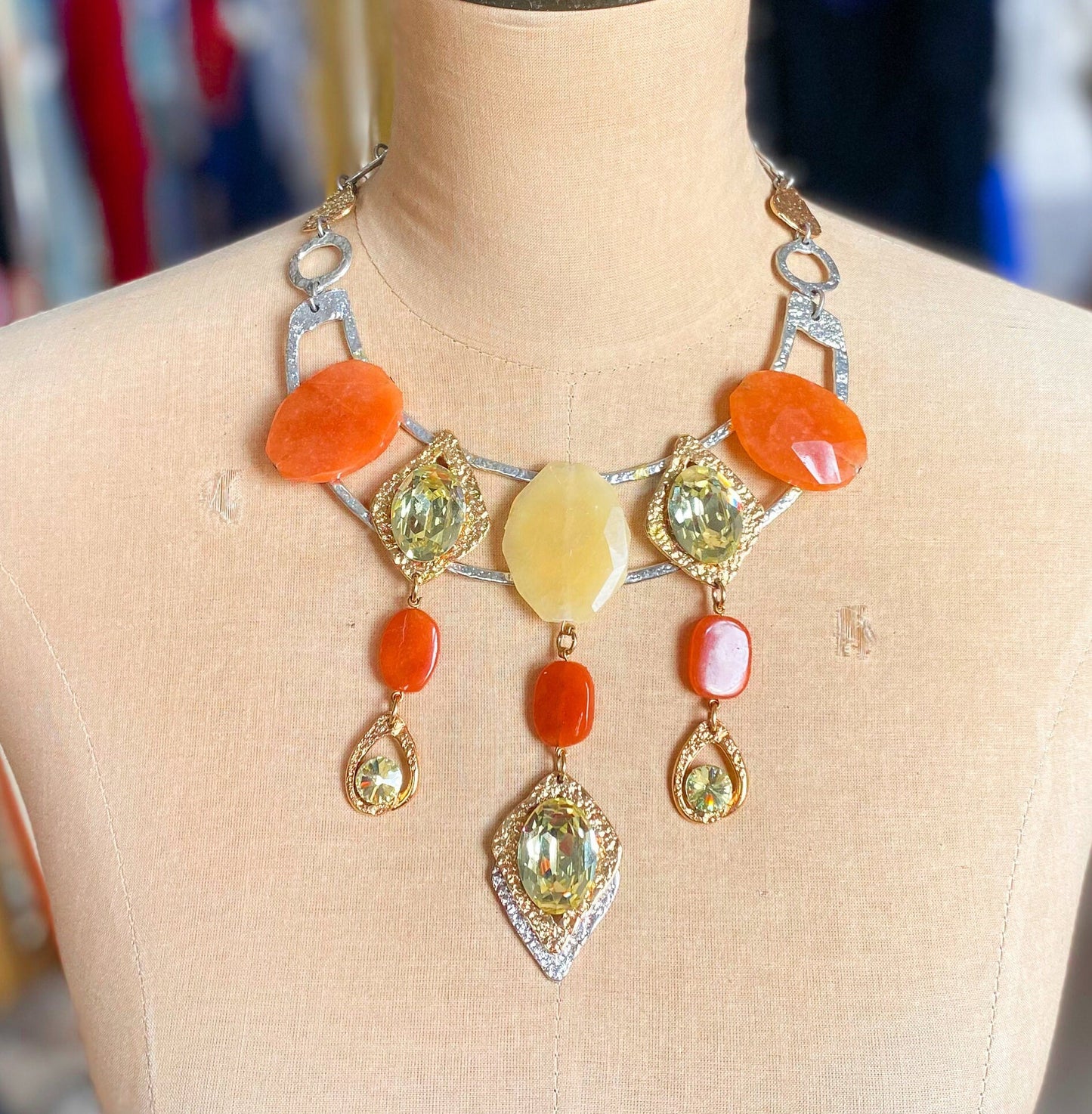 1990s Gold Necklace & Earrings | Avant Garde Necklace Set | J.Jansen
