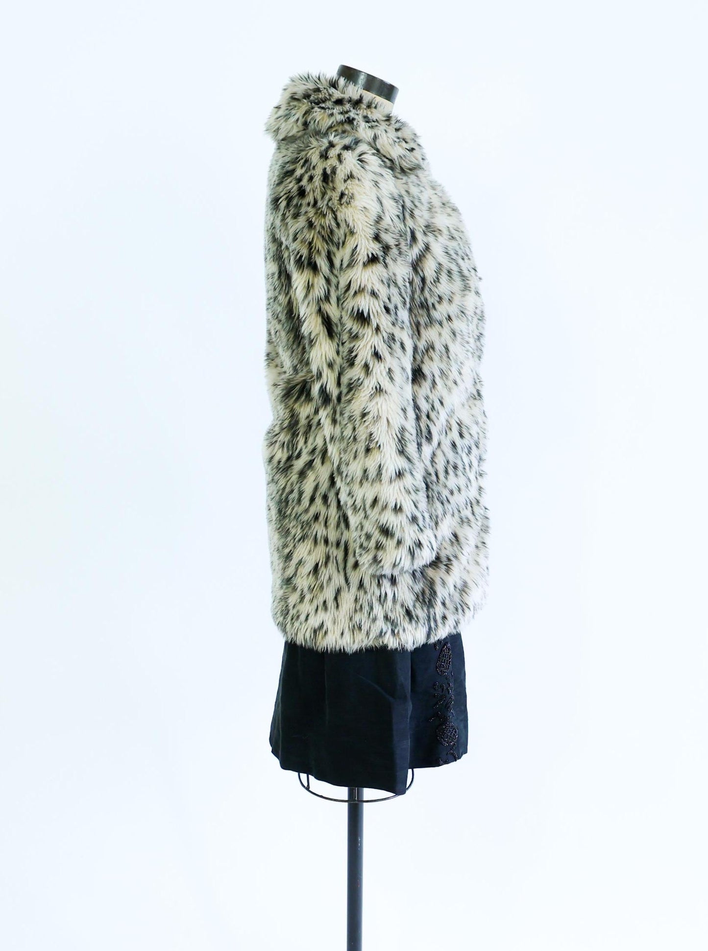 1980s Leopard Print Faux Fur Coat | 80s Beige Faux Animal Print Jacket | J. Crew | Small