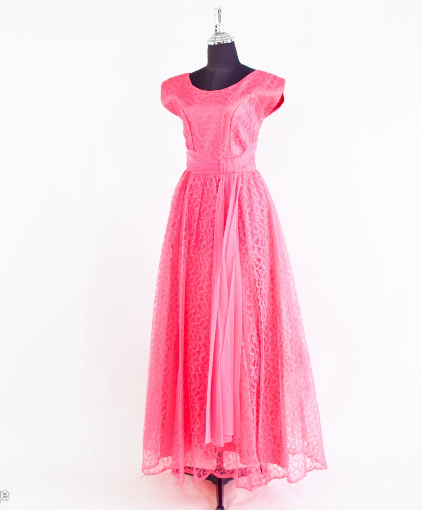 1950s Bubblegum Pink Lace Evening Gown, Extra Small