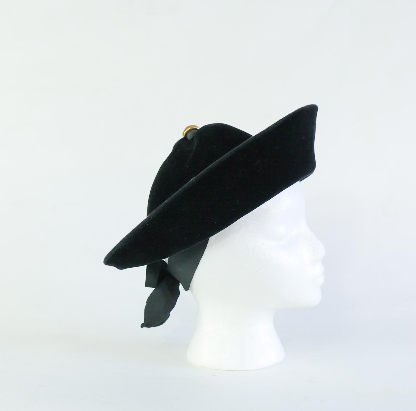 1940s Black Velvet & Wool Felt Hat