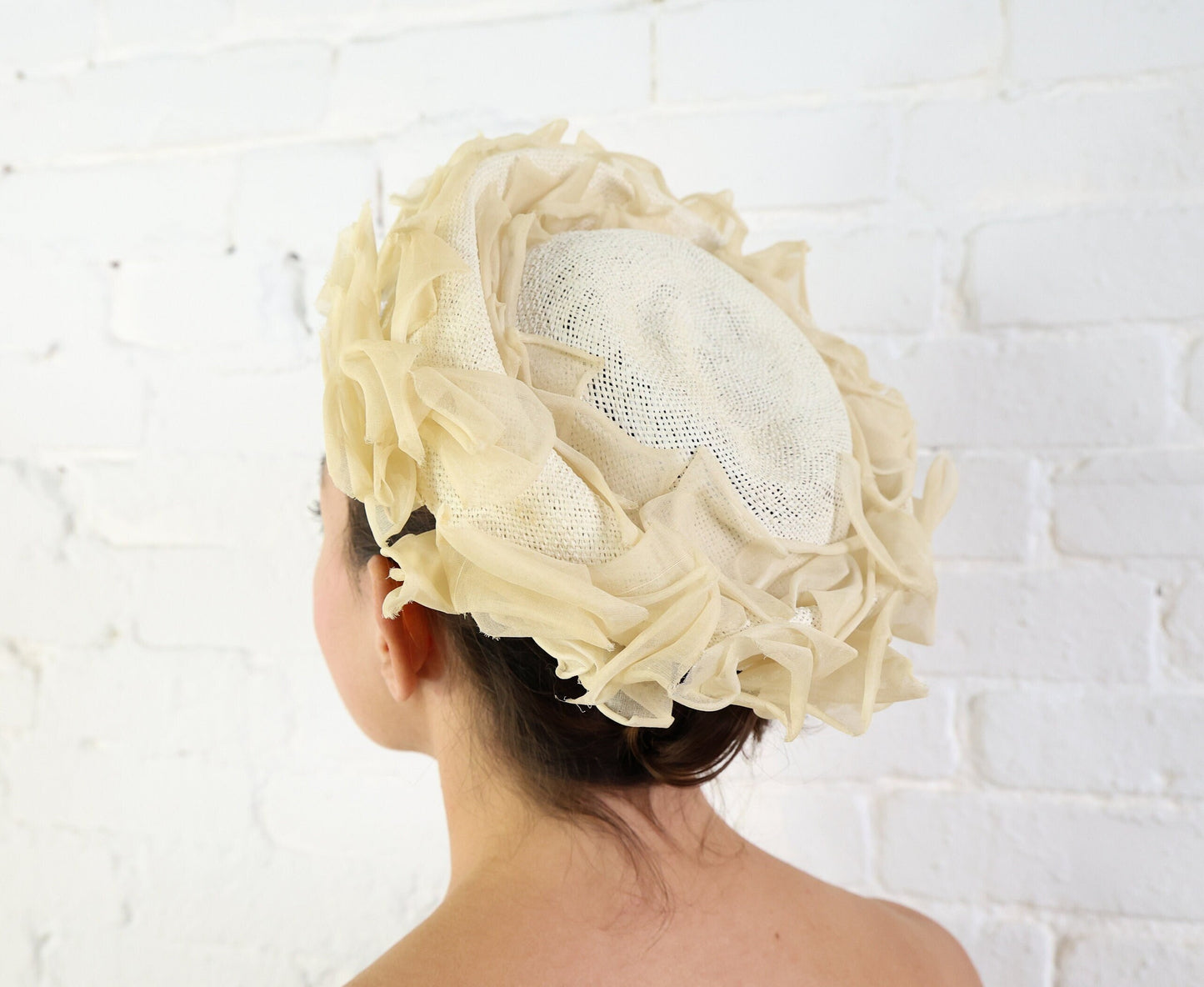 1950s Creme Straw Brim Hat
