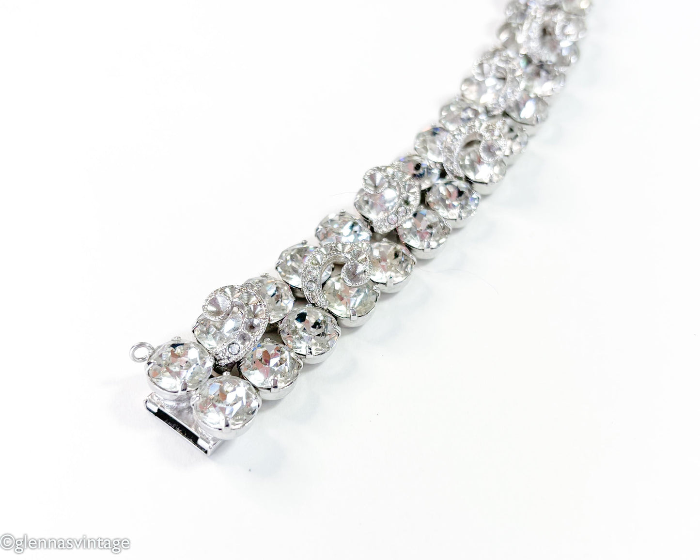 Eisenberg 1950s Rhinestone Bracelet | Silver Metal