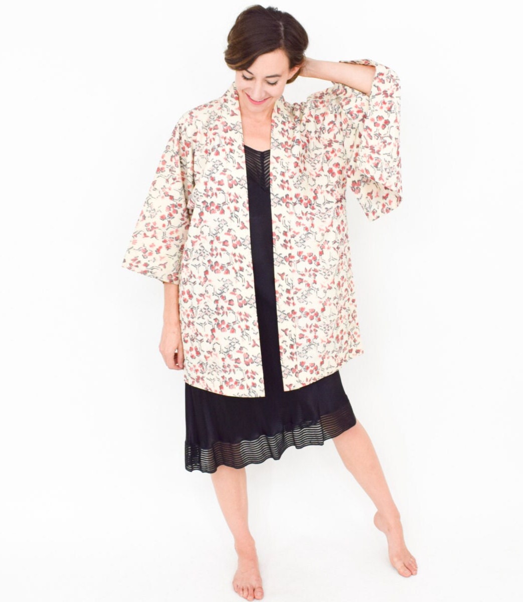1950s Pink Floral Haori Kimono Jacket