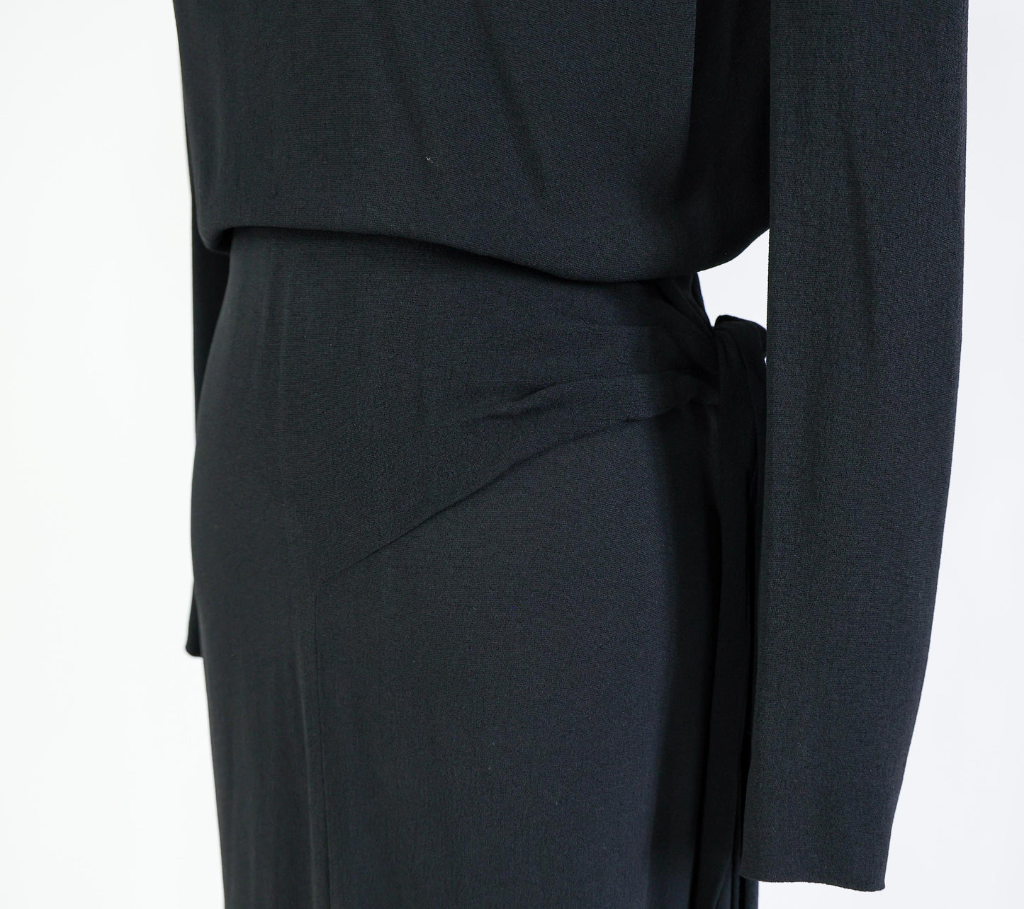 1940s Black Dress with Beaded Neckline, Extra Large, 36" Waist