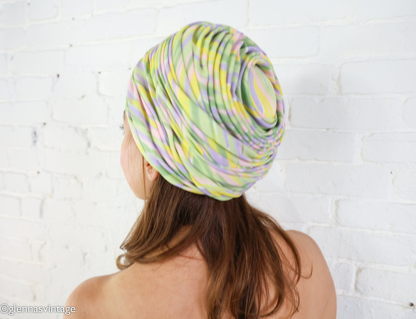 1960s Pastel Striped Turban Hat